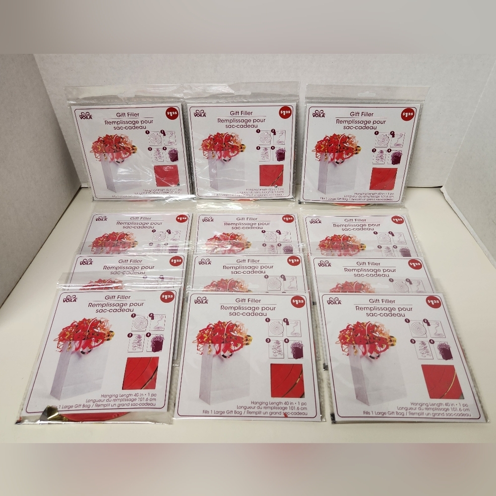 Bundle Of 12 Red & Gold Curly Tissue/Foil Gift Bag Filler